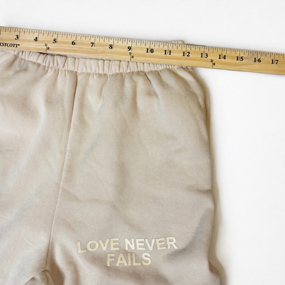 Shein | Love Never Fails Graphic Sweatpants | Tan Beige | Joggers - Picture 3 of 5